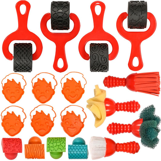 READY 2 LEARN Smudge ‘N’ Roll Paint & Dough Tools - Paint Brushes for Toddlers - Playdough Rollers - Dough Tools for Kids - Art Supplies for Toddlers 1-3