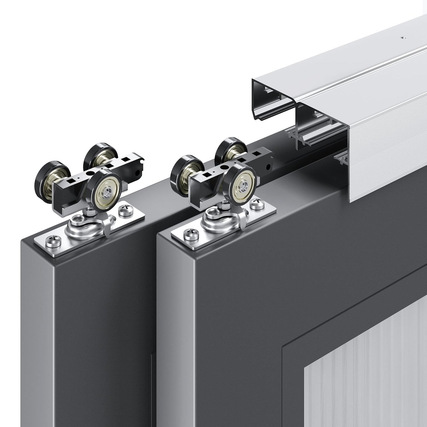 EaseLife 4FT/48in Bypass Double Sliding Pocket Door Hardware Kit,Commercial Grade,Aluminum,Bypassing Closet Doors Track for 2 Door System,Slide Smoothly Quietly,Easy Install,No Door