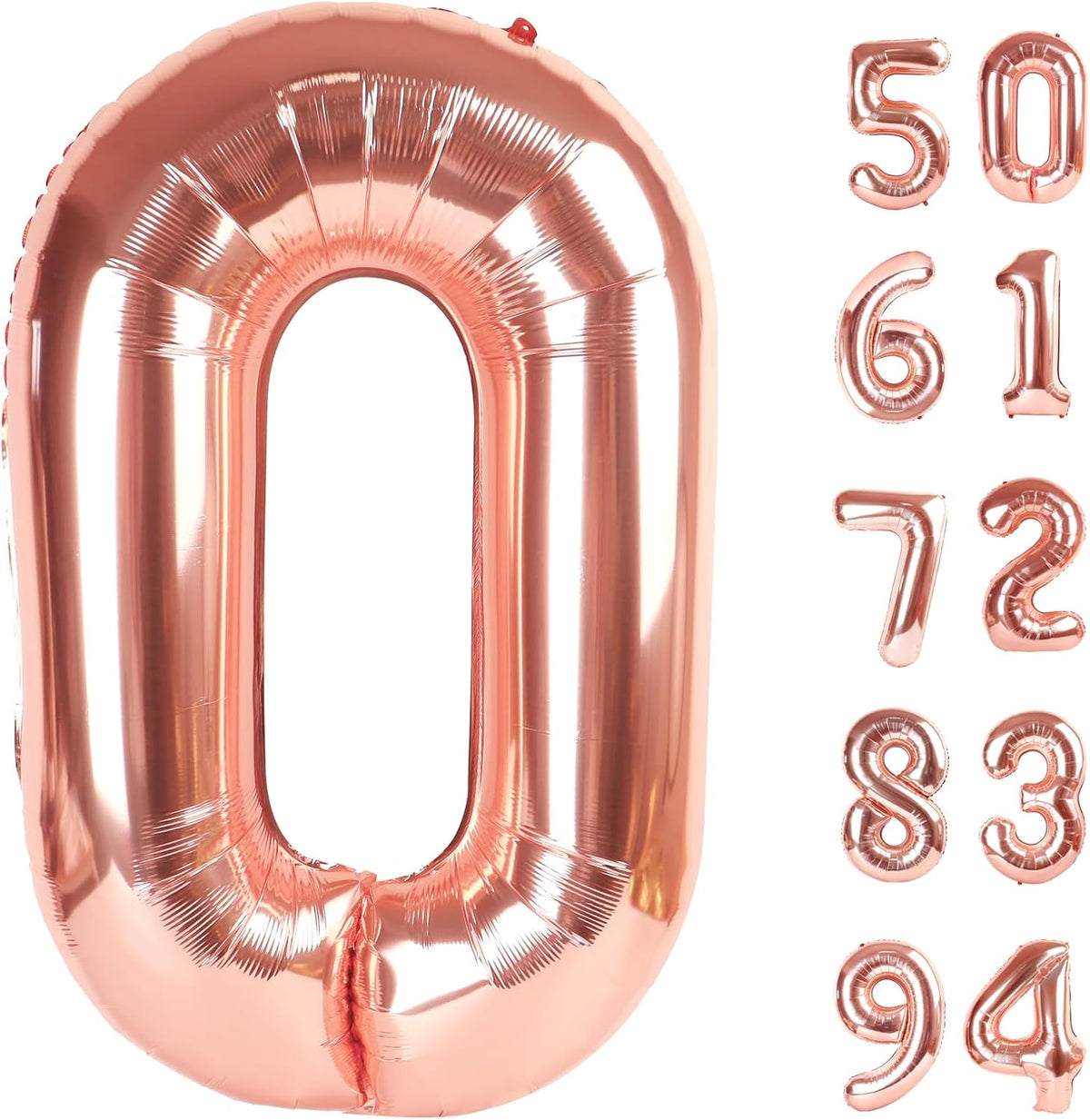Rose Gold Number Balloons - 40 Inch 0 Balloon for Birthday Decorations | Perfect Party Supplies for All Ages