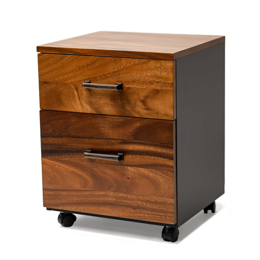 2 Drawer Walnut Wood File Cabinet – Under Desk Filing Cabinet with Rolling Wheels – 21"x16"x15" Spacious Dual Compartments for Home Office Storage