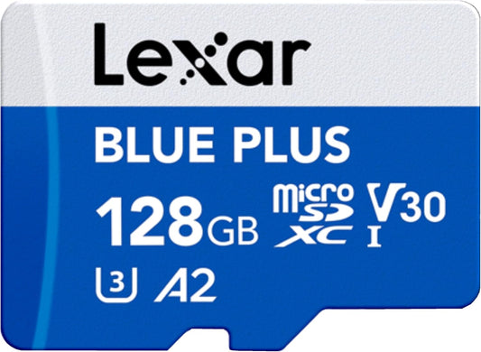 Lexar 128GB 170MB/s C10 A2 U3 V30 Blue Plus MicroSD Memory Card UHS-I with SD adapter, up to read / / / microSDXC