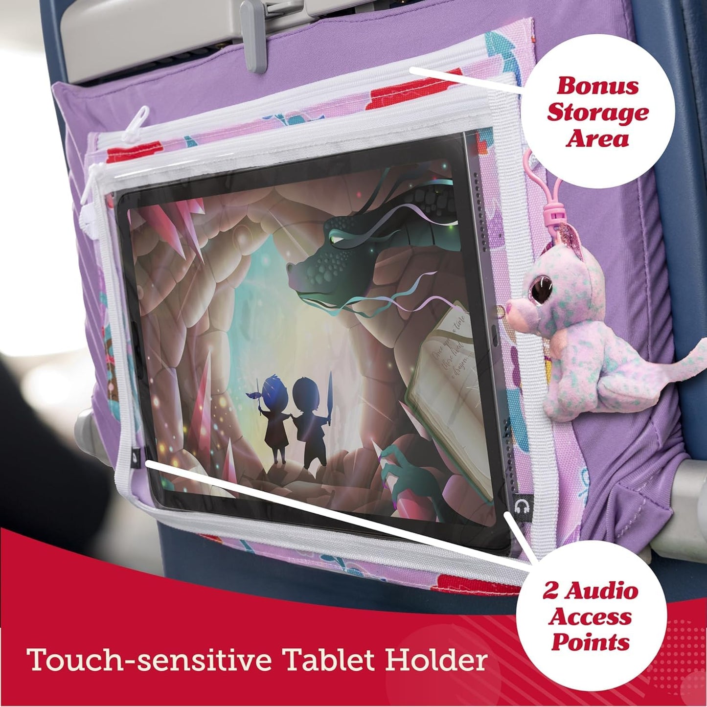 Lusso Gear Airplane Tray Table Cover - Organize Kids Travel Essentials - Snack & Toy Pockets for Airplane Toys for Toddlers 1-3 - Foldable Tablet Stand for Travel Toddler Essentials - Plane Pattern