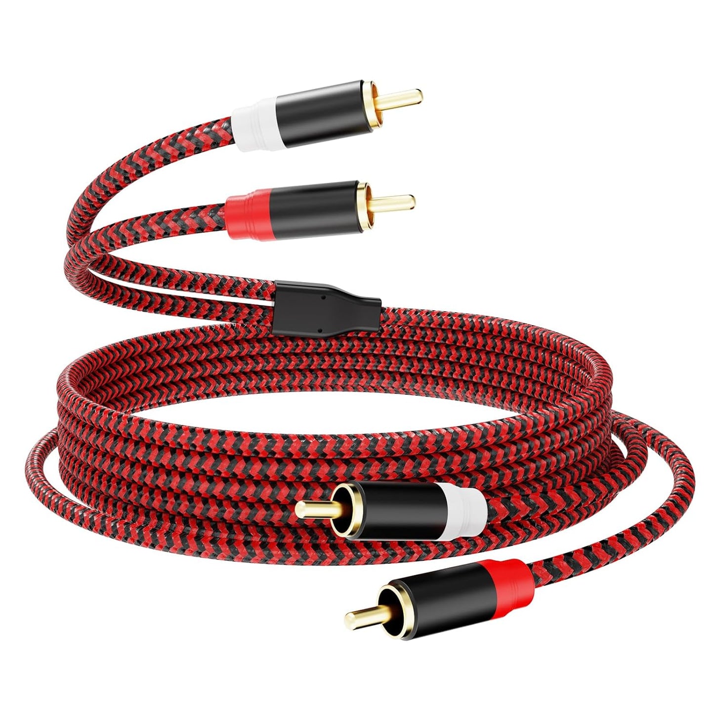 Jelly Tang 10Ft,2Rca 2-RCA etc(10Ft/3M) RCA Cable Male to Male Audio Stereo Subwoofer Cable [Hi-Fi Sound] Nylon-Braided