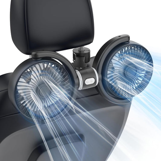 3 360 5V 2A Car Fan USB Powered for Baby: Dual Car Cooling Fans for Backseat Speed Separate Controlled Quiet Brushless