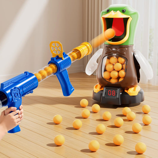 NIPLOOOW Duck Shooting Toys for Kids 3-5, Movable Target Shooting Games w/Air Pump Launcher, LCD Score Record, Sound, 24 Foam Balls, Birthday Gift for Boys Girls Ages 3 4 5 6 7 8 Years Old