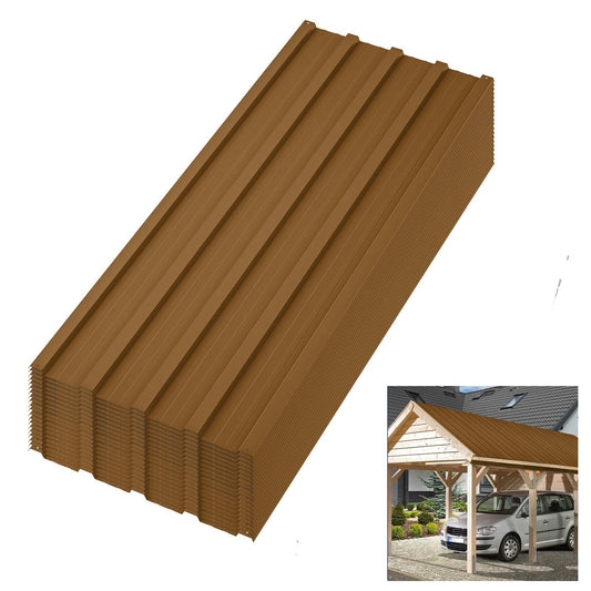 20 Pcs Metal Roofing Panels – Heavy Duty Galvanized Steel Corrugated Roof Panels, Waterproof & Rustproof for Carport, Tool Shed, Patio, Pergola, Easy DIY Installation, 42.52 in x 16.77 in