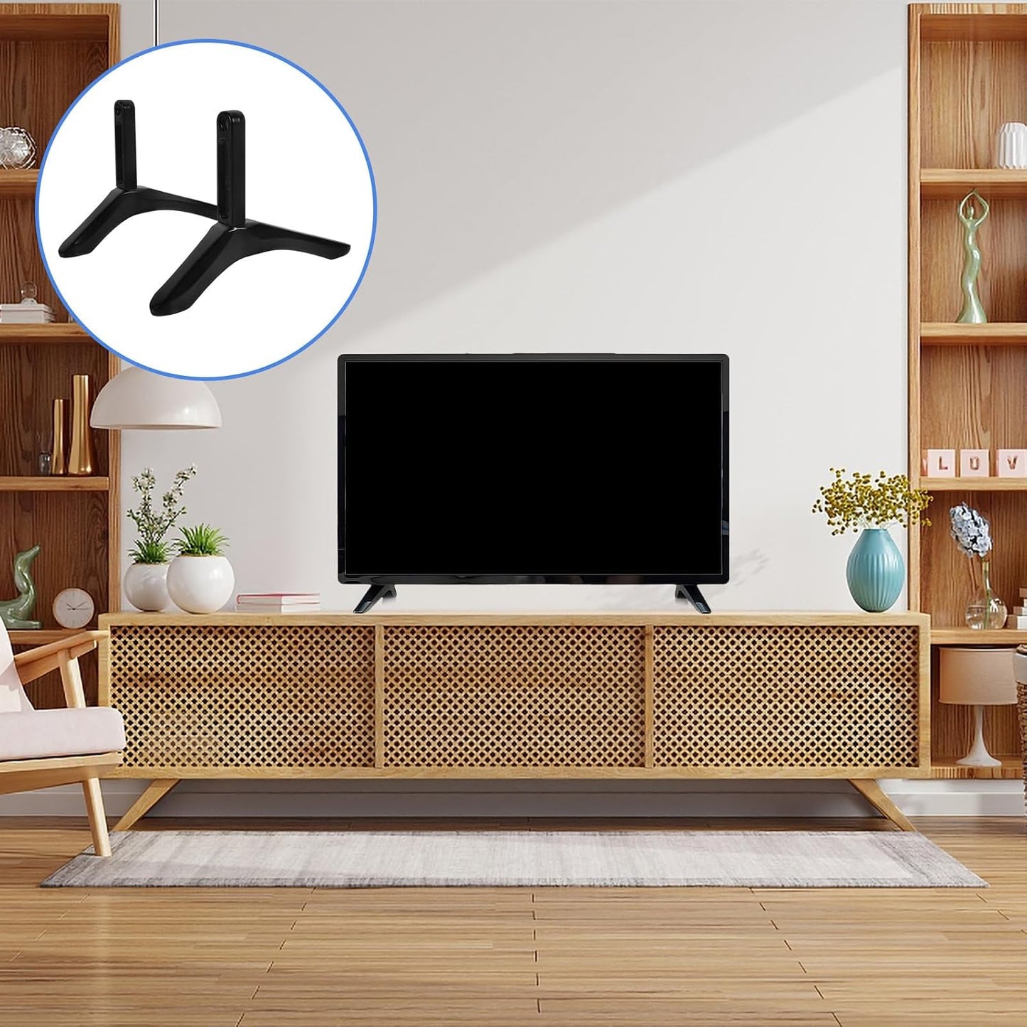 DECHOUS Universal TV Support Base with Screws - Black Tabletop Bracket for Living Room