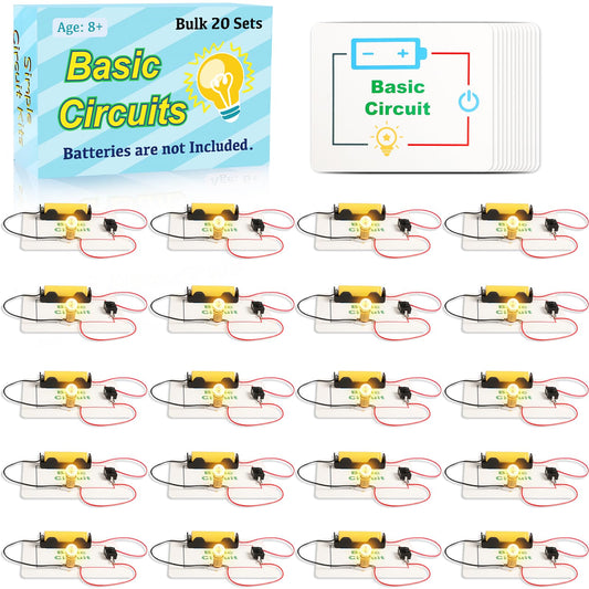 20 Sets STEM Electric Circuit Kit for Kids Age 8-12, Bulk Science Light Bulb Experiments Simple Basic Circuits, Class Projects 2nd 3rd 4th Grade Activities, Classroom Circuit Board Building Kits