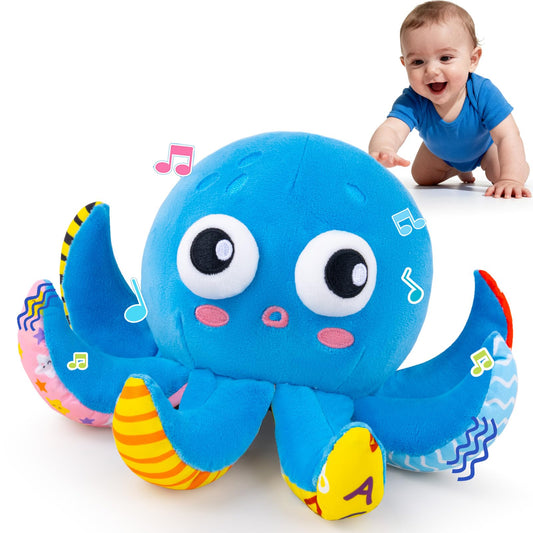 Baby Toys 6-12 Months, Musical Crawling Toys Bouncing Dancing Octopus Plush Toys 12-18 Months, 50 Songs & Recording Feature, Interactive Toddler Toys Age 1-2 Tummy Time Toys for 1 Yr Old Boys Infants