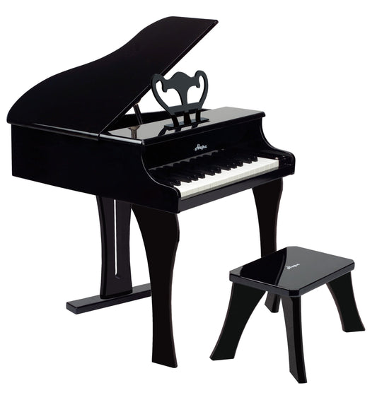 Hape Classic Grand Black Piano| Thirty Key Wooden Keyboard Musical Toy Set for Kids Age Year 3 and up