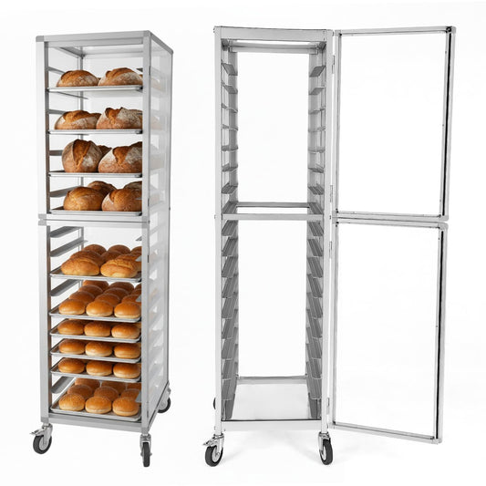 18 Tiers Aluminium Bun Pan Rack with Wheels NSF Commercial Bakery Racks for Kitchen Home Bread Baking Restaurant & Catering 18.5x24.6x70in