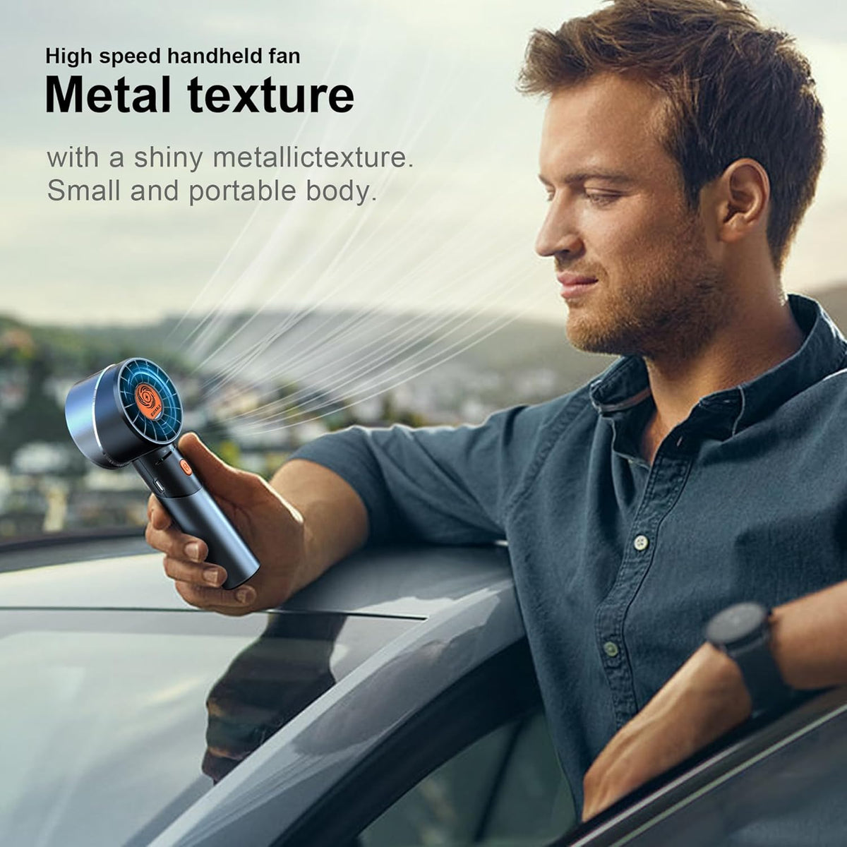 Skiennix Portable Handheld Fan - Powerful 7000RPM Turbo Motor | USB Rechargeable for Travel & Outdoor (Black)