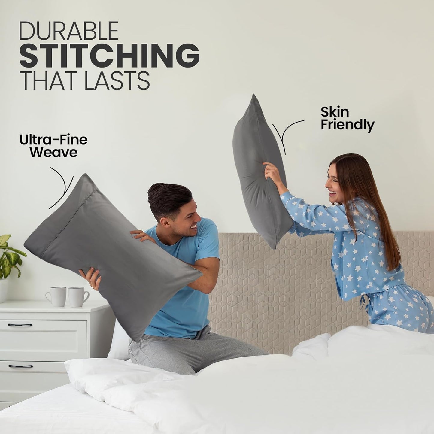 Utopia Bedding King Pillow Cases - 2 Pack | Soft Brushed Microfiber, Fade Resistant | 20 X 40 Inches, Grey