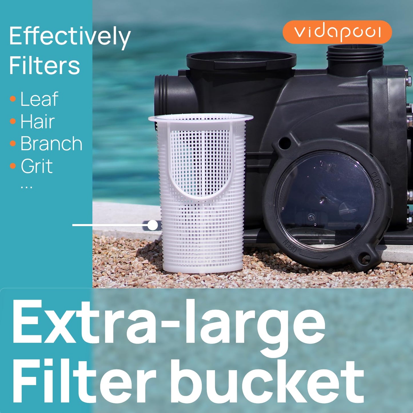 VIDAPOOL In/Above Ground Pool Pump Self Primming High Flow,Matta Grey