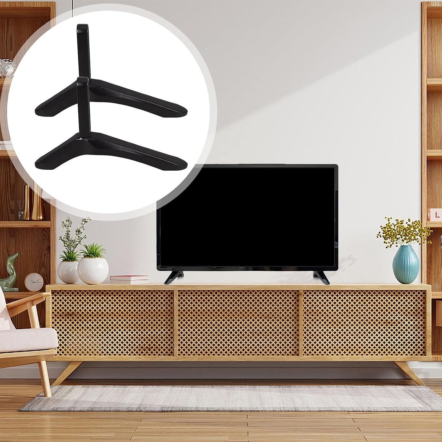 DOITOOL Universal TV Stand Tabletop Base with Screws Television Base Stand for LED LCD Tvs Compatible with Multiple