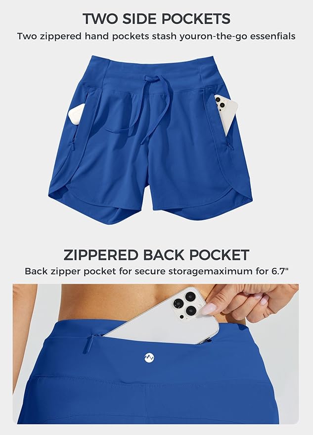 Willit Women's 7" Athletic Running Shorts Long Workout Hiking Shorts Quick Dry High Waisted Active Zipper Pocket(X-Small)