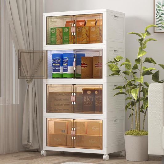 UAMFURI Extra Large Stackable Storage Bins - 480QT/120QT | 4-Pack with Lids & Wheels for Easy Organization