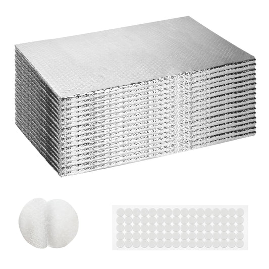 2 Car Garage Door Insulation Kit, 16 Pcs Double Bubble Panels Reflective Insulating Aluminum Radiant Barrier Thermal with Self Adhesive Dots Set for Garage Greenhouse Attics Walls (23.6 x 47.2 Inch)