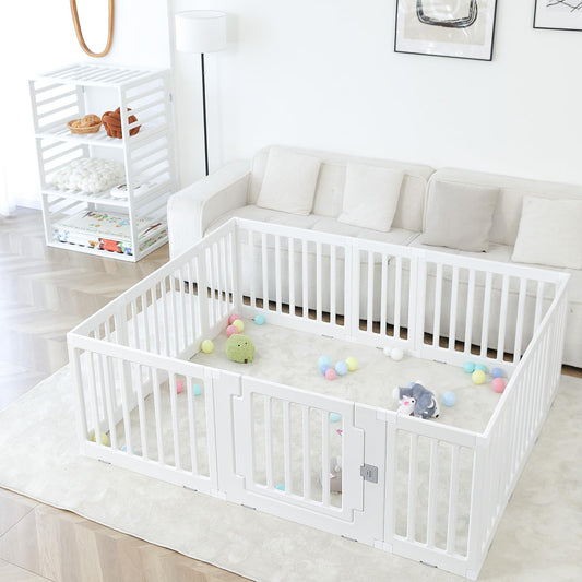 Gupamiga Playpen Baby Playard Portable Baby Fence Play Area Indoor Outdoor Kids Activity Center Playpen Playground Hoop for Indoor and Outdoor Use (12 Panels)