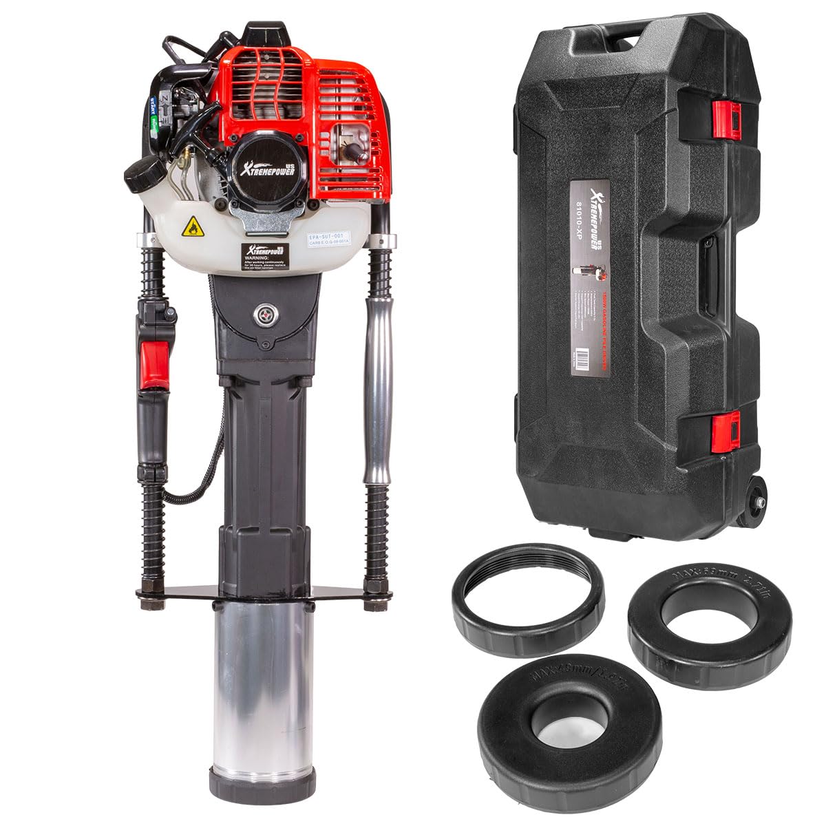 XtremepowerUS 52cc Gas-Powered T Post Driver Fence Post Driver Gasoline Piling 2-Stroke Engine EPA Certificated w/Storage Case