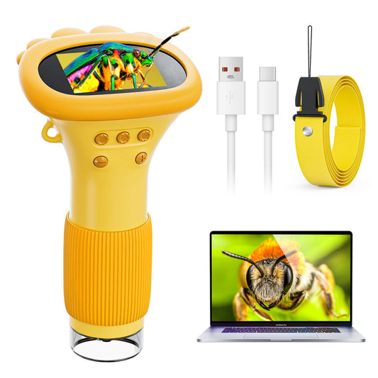 Microscope for Kids, Ahalfcit 1000X Handheld Digital Microscope with 2” HD IPS Screen, Portable Mini Camera for Exploring Nature, Science Educational Toy, Birthday Gift for 3-12 Years Old Boys Girls