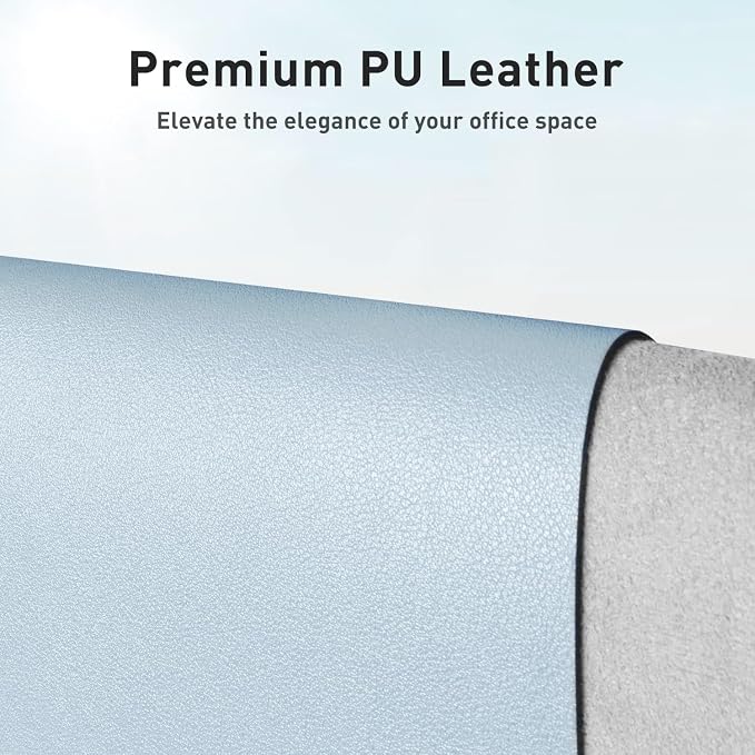 Aothia Leather Desk Pad Protector, Mouse Pad, Office Desk Mat, Non-Slip PU Leather Desk Blotter, Laptop Desk Pad, Waterproof Desk Writing Pad for Office and Home (23.6" x 13.7", Baby Blue)