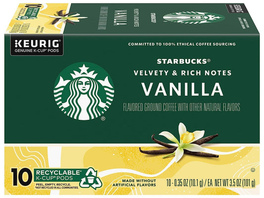 Starbucks K-Cup Pods - Vanilla Flavored Coffee Without Artificial Flavors | 40 Count (4 Boxes)