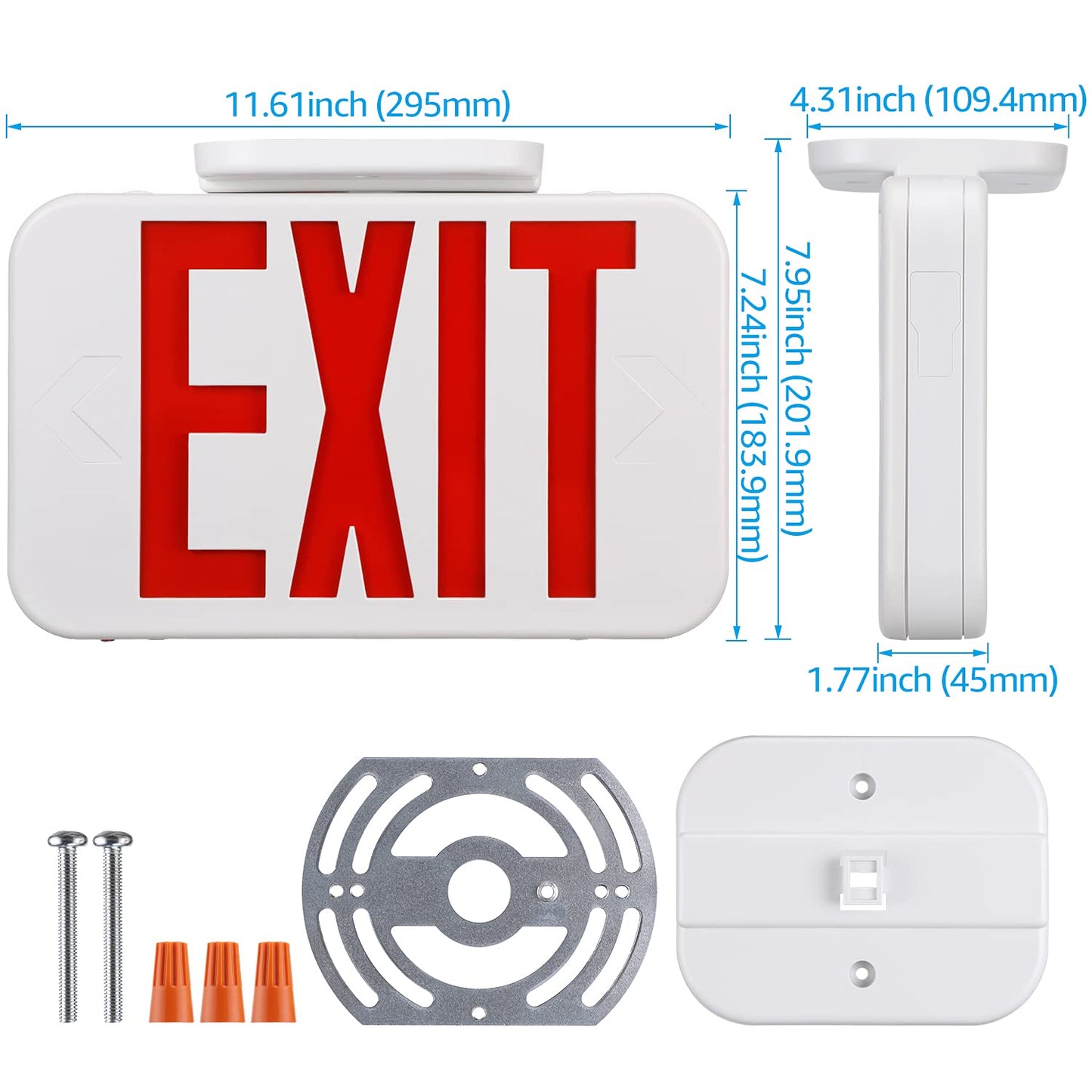 TORCHSTAR 12-Pack LED Exit Sign, Emergency Exit Light with Battery Backup, Double Face, UL 924, AC 120/277V, Damp Location, Hardwired Red Letter Exit Lights for Business Indoor