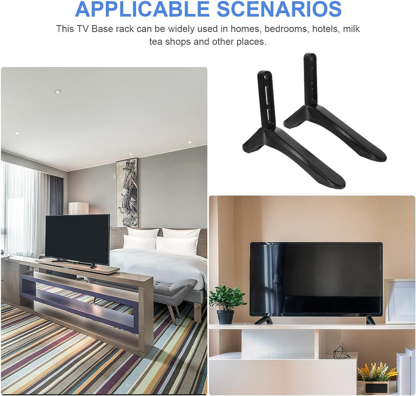 Happyyami Black Desktop TV Stand Bracket with Screws for Versatile Use