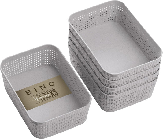 BINO Woven Plastic Basket - Stylish Natural Grey XS, 5-Pack | Space-Saving Home Organization