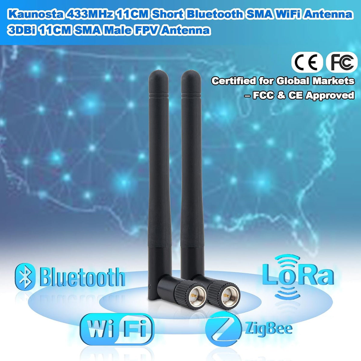 Kaunosta 433 MHF1 4-Pack, 2433MHz 3dBi 215cm MHF1 CCU3 CCU2 CC1101, MHz SMA Male Antenna Kit Radio Antenna Short