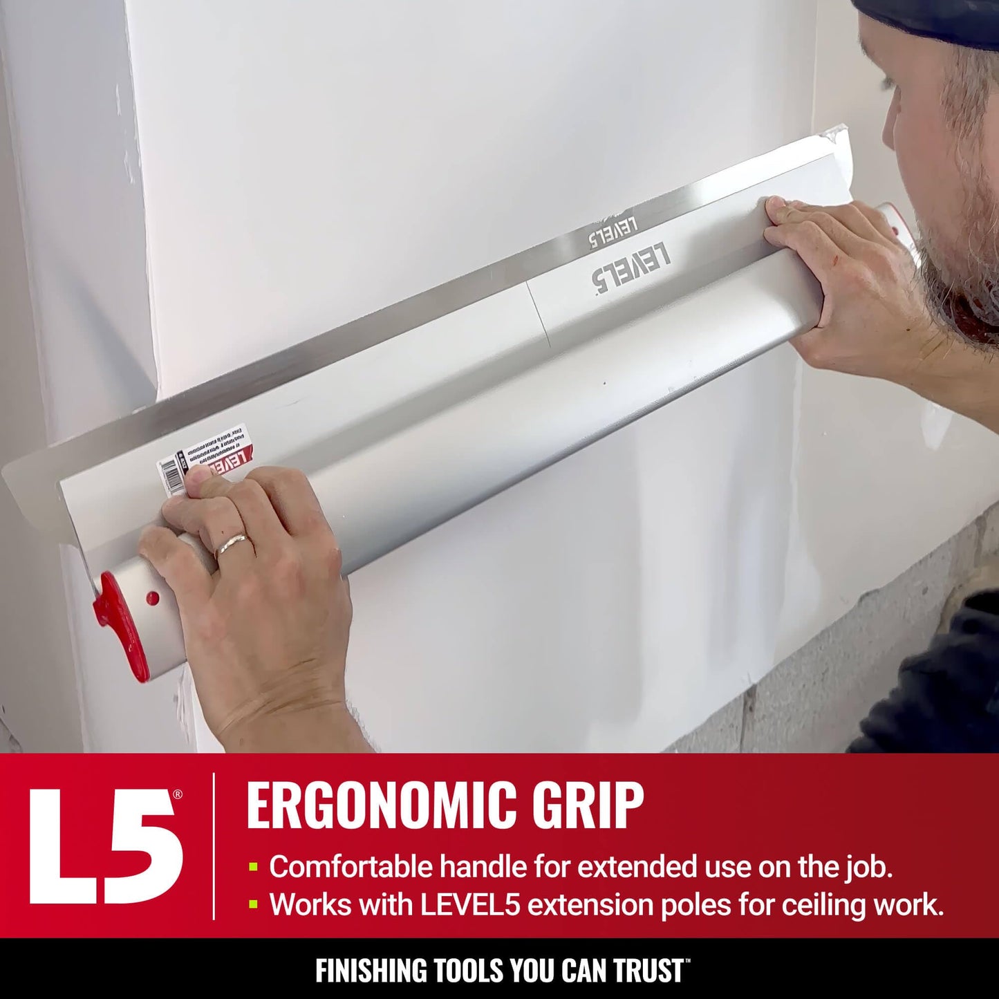 LEVEL5 48-Inch Skimming Blade | Precision 0.3mm German stainless steel blade insert (replaceable), ergonomic aluminum blade profile | 4-948