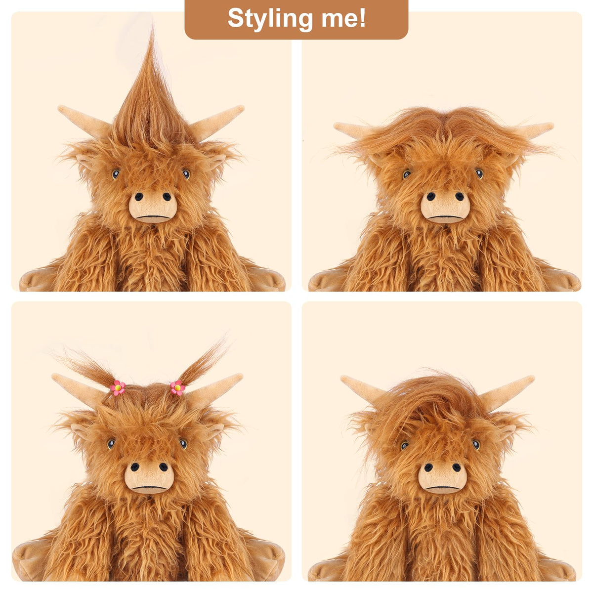 SuzziPals 2Pcs Heatable & Coolable Highland Cow Stuffed Animal Plushie, Microwavable Heating Pad for Soothing & Relaxation, Lavender Scented Cattle Plush Toys for Stress Relief, Stuffed Cow Gifts