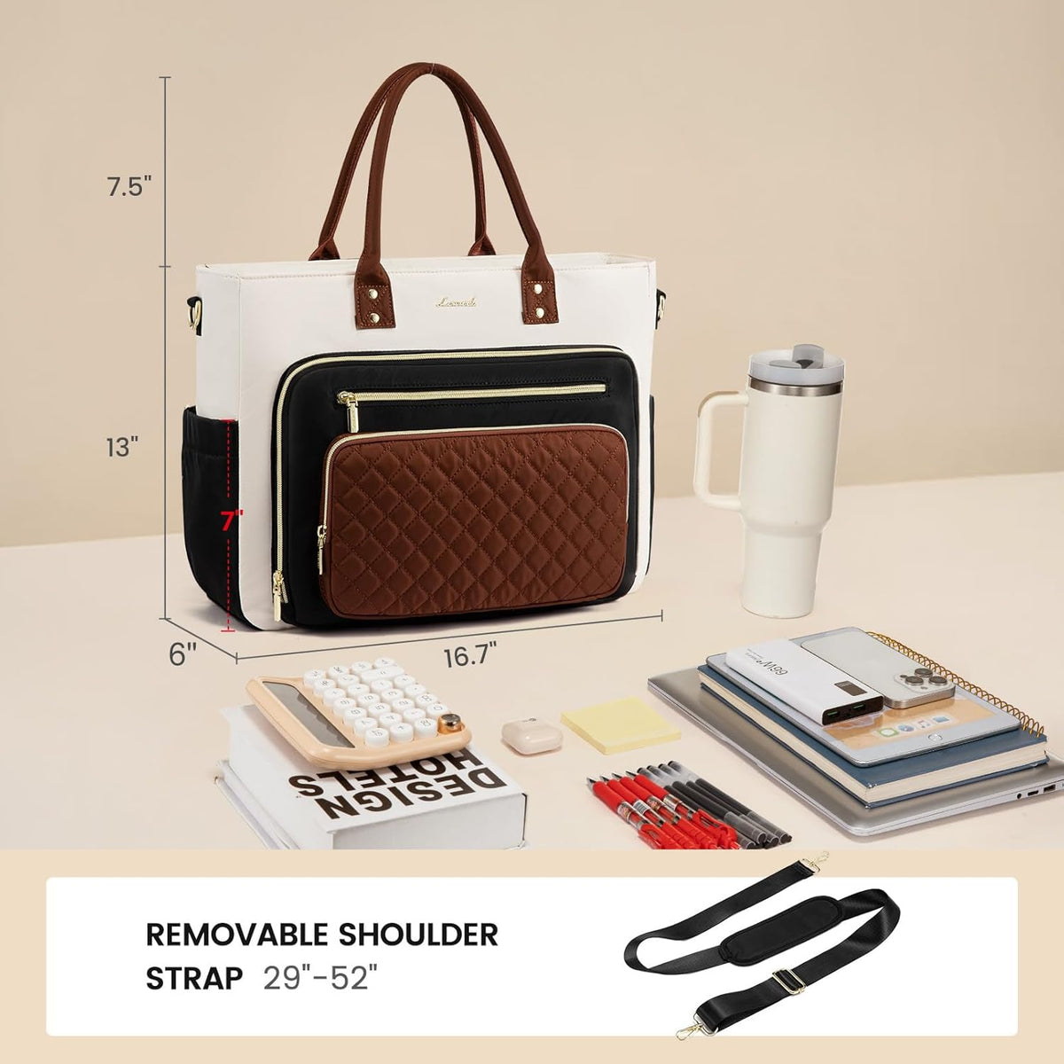 LOVEVOOK 15.6 Inch Laptop Tote Bag for Women With Large Cup Holder, Work Bags Teacher Nurse Bag, Professional Briefcase