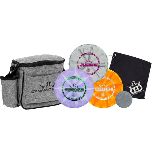 Dynamic Discs 3-Disc Golf Set with Bag | 1x Putter, Midrange & Driver + Cadet Shoulder Bag | Great for Beginners & Starter Kits | Ideal Disc Golf Accessories for Men w/Towel & Mini (Heather Gray)