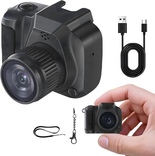 Carlcross 1.4" Mini Keychain Camera Pocket-Size Retro Digital Camera, Tiny Nostalgic Snap Cam, Portable Mini Vintage