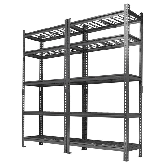 2 Pack Adjustable Garage Storage Rack, 2200 LBS Heavy Duty Garage Shelving, 5 Tier Metal Utility Shelf, Industrial Shelving for Garages, Kitchen, Pantry, Warehouse, Basement, 36" w × 16" d × 72" h