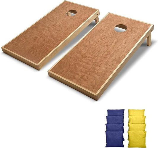 GoSports 4’ x 2’ Commercial Grade Cornhole Boards Set - Natural Wood Cornhole Boards, Choose from Different Bean Bag Color Combinations