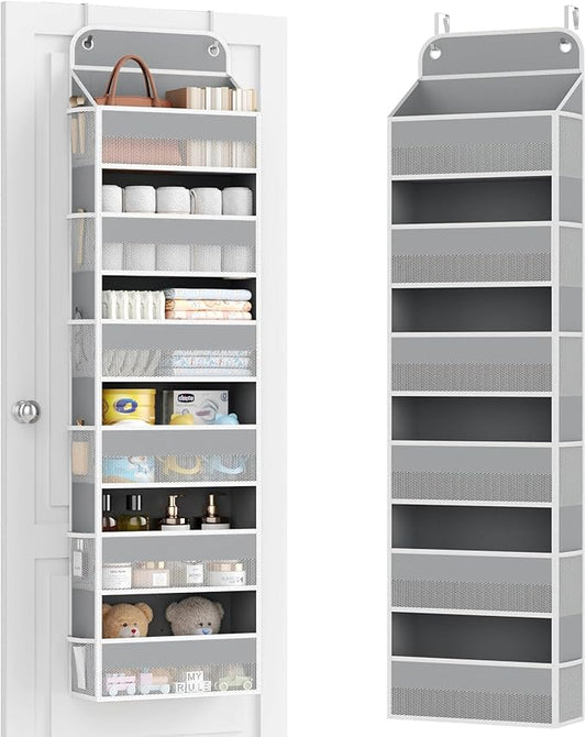 Yecaye 6 Tier Over the Door Organizer, 52.8lbs Capacity Door Organizer Hanging with 12 Mesh Pockets, Behind the Door Storage for Closet Baby Nursery Bathroom Bedroom,and Dorm,1Pc