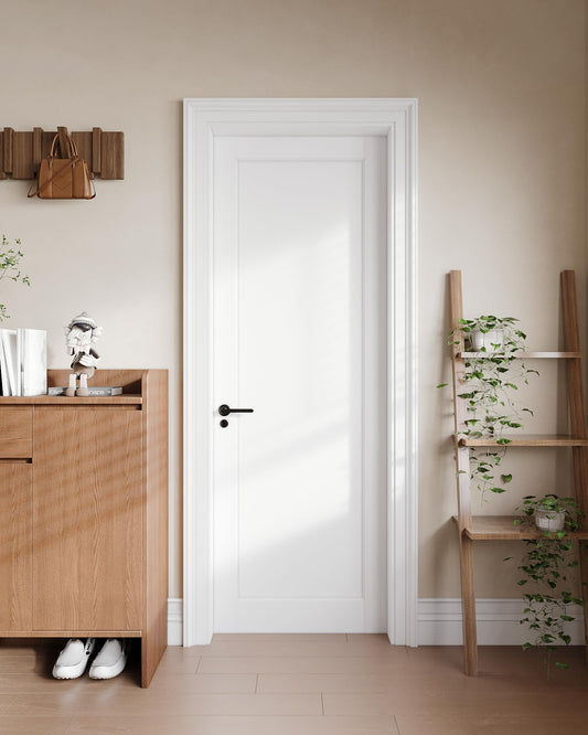 30"x 80"Interior Slab Door, 1-Panel French Door Slab, Pre-Assembled White Primed Solid Core Panel w/o Prehung Jamb, for Pantry Closet Laundry Bedroom Office