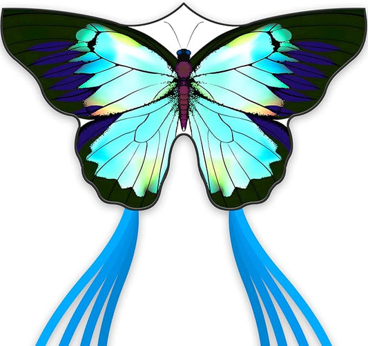 Green Butterfly Kite Premium Quality, Easy to Fly Perfect Outdoor Toy for Kids and Adults,Beach and Park Kite for Family Outdoor Games & Activities(Silverwing Butterfly)