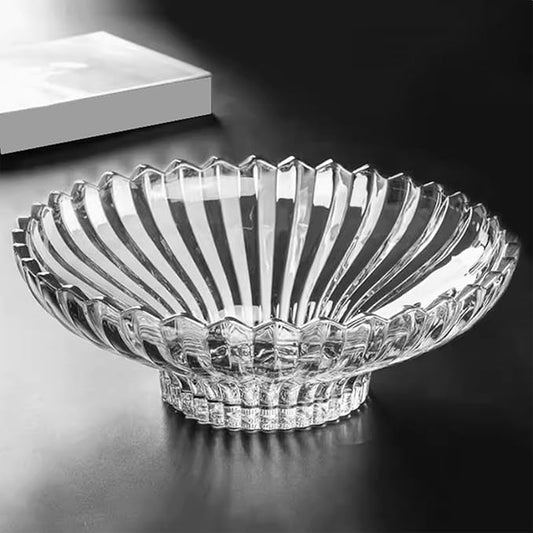 Glass Fruit Bowl or Decorative Bowl, used for Kitchen counter or living room center table decoration, 12.5inch Fruit Bowl or Center Bowl (White)