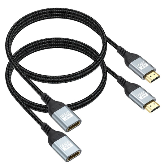4K 3FT 2-Pack 3D, 2.2 PS5, HDMI Extender Cable HDMI Extension, High Speed HDMI Male to Female Adapter Supports ARC