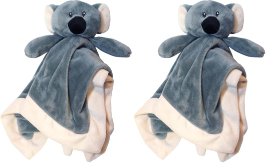 Baberoo Lovey Security Blanket 12 inch Square Stuffed Animal Baby Blankie for Girls or Boys (Koala) (Pack of 2)