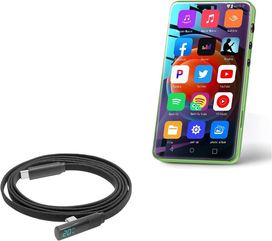 BoxWave MP3 (4 (4ft) (100W), Cable Compatible with MYMAHDI Player in) - PowerDisplay PD Right Angle Cable - USB-C