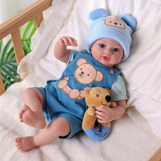 BABESIDE 17-Inch Reborn Baby Dolls, Realistic Lifelike Newborn Poseable Doll with Soft Vinyl Limbs, Cloth Body and Complete Accessories, Gift for Kids Girls Boys Age 3+