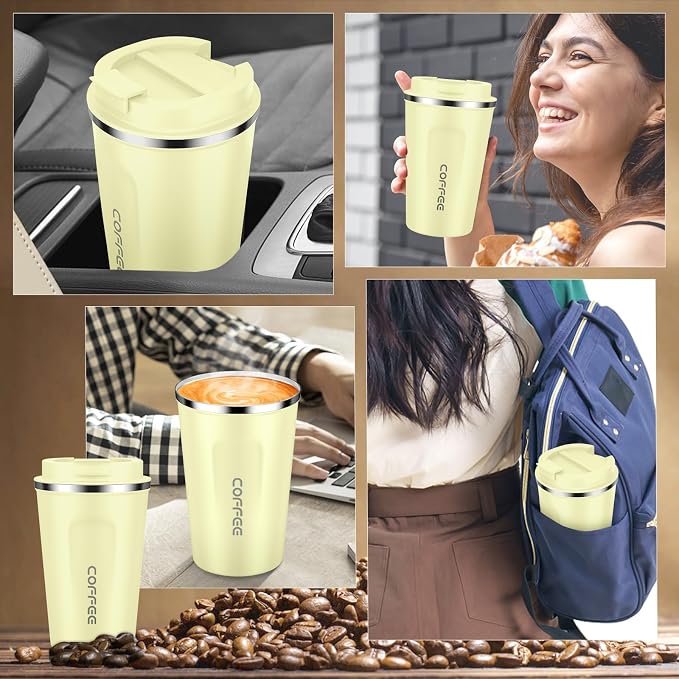 CS COSDDI 12 oz Stainless Steel Vacuum Insulated Tumbler - Coffee Travel Mug Spill Proof with Lid - Coffee Cups for Keep Hot/Ice Coffee,Tea and Beer