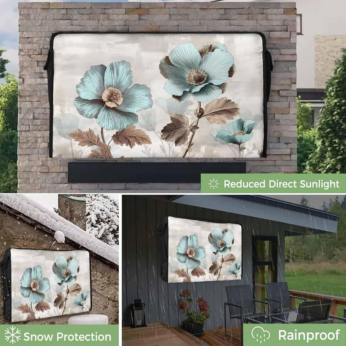 Yukro 30 32 Inches, Blue Broccoli Outdoor TV Cover to Farmhouse Rustic Floral Retro Brown Botanical Waterproof