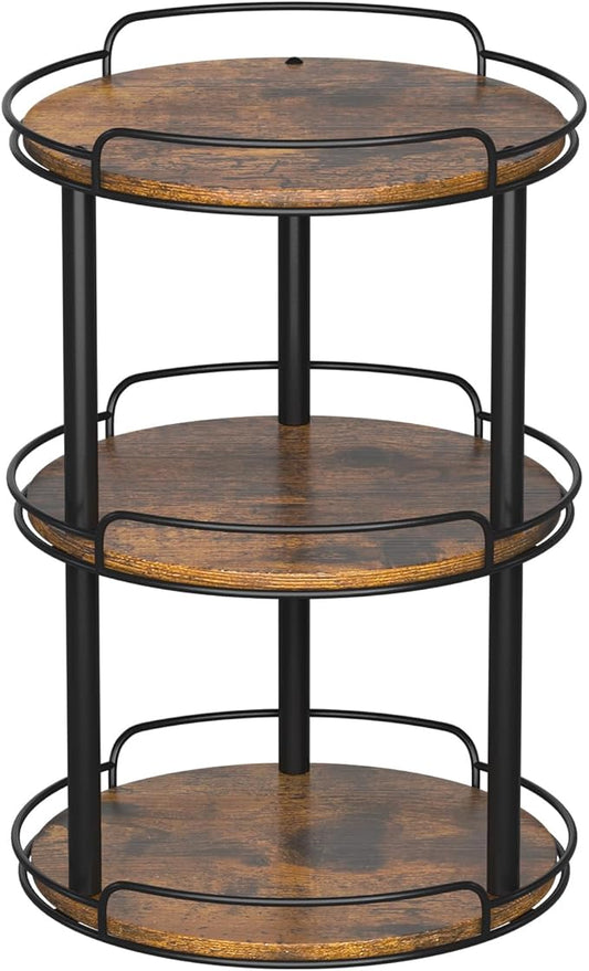 LAMU 12'' Wood Lazy Susan Turntable Organizer for Cabinet, 3 Tier Lazy Susan Spice Rack Organizer for Kitchen, Wood Turntable for Table Top, Countertop, Pantry, Bathroom