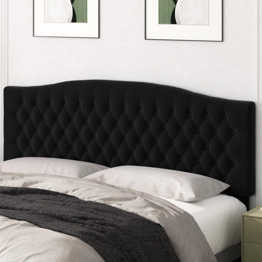 Befurtori King Headboard Only, Upholstered Headboard King for Adjustable Bed Velvet Tufted Wall Mounted Head Board with Solid Wood Legs Head Board, Black